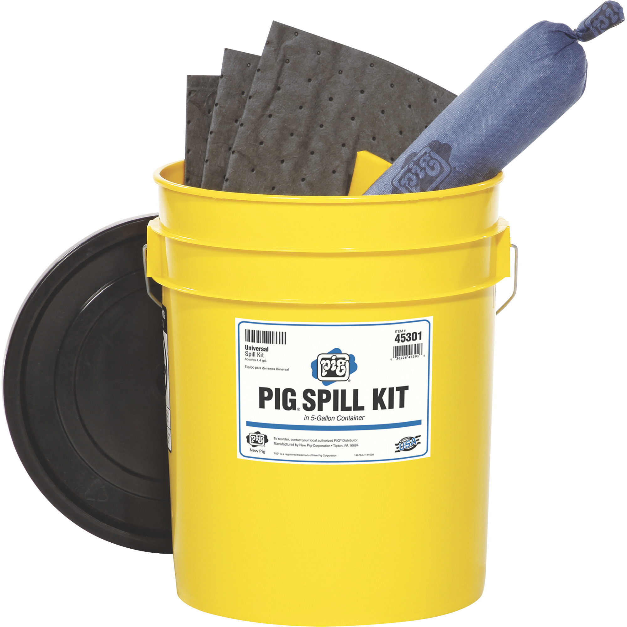 New Pig 5-Gallon Universal Spill Kit, With Hi-Viz Yellow Bucket, Model# 45301